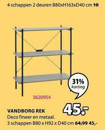 Jysk Vandborg rek 3 schappen aanbieding