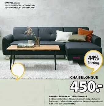 Jysk Damhale zitbank met chaise longue aanbieding
