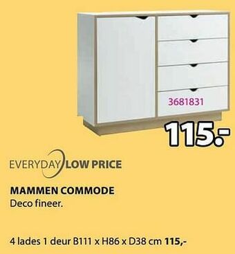 Jysk Mammen commode 4 lades 1 deur aanbieding