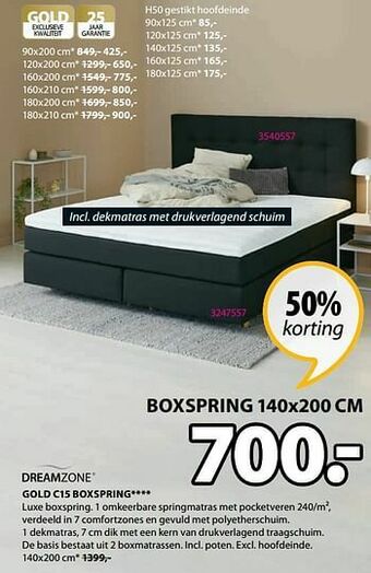 Gold c15 boxspring