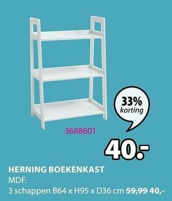 Jysk Herning boekenkast 3 schappen aanbieding