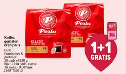 Delhaize Koffie, gemalen of in pads Perla aanbieding