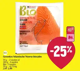 Delhaize Gerookte Atlantische Noorse biozalm aanbieding