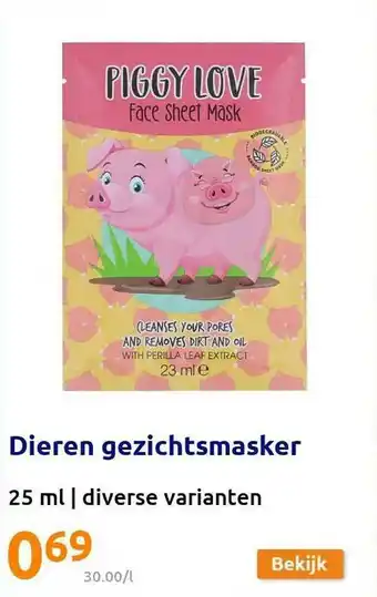 Action Dieren Gezichtsmaker aanbieding