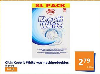 Action Citin Keep It White Wasmachinedoekjes aanbieding