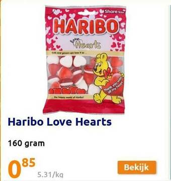 Action Haribo Love Hearts aanbieding
