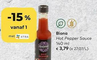 Bio Planet Biona Hot Pepper Sauce aanbieding