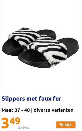 Action Slippers Met Faux Fur aanbieding