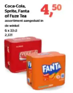 Spar Coca-Cola, Sprite, Fanta of Fuze Tea assortiment aanbieding