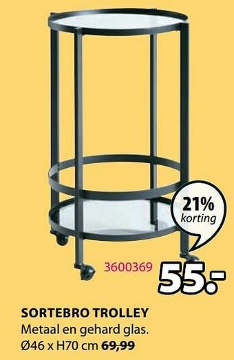 Jysk Sortebro trolley aanbieding