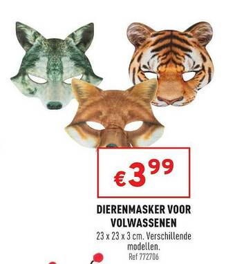 Trafic Dierenmasker Voor Volwassenen aanbieding