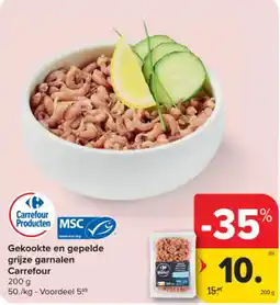 Carrefour Market Gekookte en gepelde grijze garnalen aanbieding