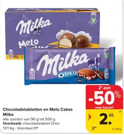 Carrefour Market Chocoladetabletten en Melo Cakes Milka aanbieding