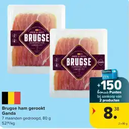 Carrefour Market Brugse ham gerookt Ganda aanbieding