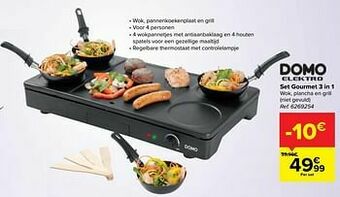 Carrefour Domo elektro set gourmet 3 in 1 aanbieding