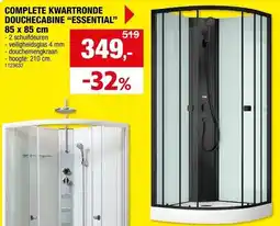Hubo COMPLETE KWARTRONDE DOUCHECABINE ESSENTIAL aanbieding