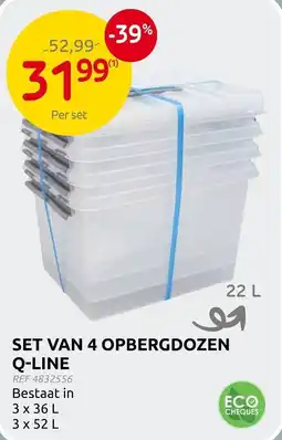 Brico Set van 4 opbergdozen Q-line aanbieding