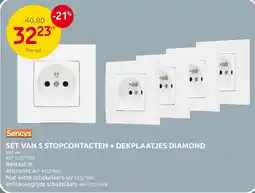 Brico Set van 5 stopcontacten + dekplaatjes diamond aanbieding