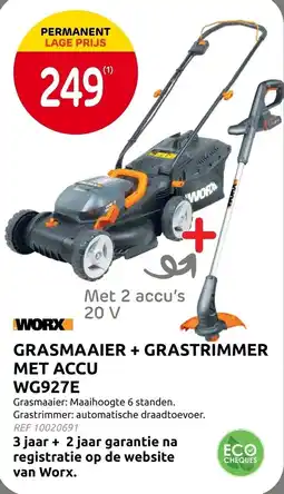 Brico Grasmaaier + grastrimmer met accu aanbieding