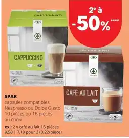Spar spar capsules compatibles nespresso ou dolce gusto aanbieding