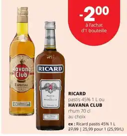 Spar Ricard pastis ou Havana Club rhum aanbieding