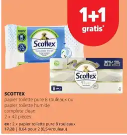 Spar scottex papier toilette pure 8 rouleaux ou papier toilette humide complete clean aanbieding