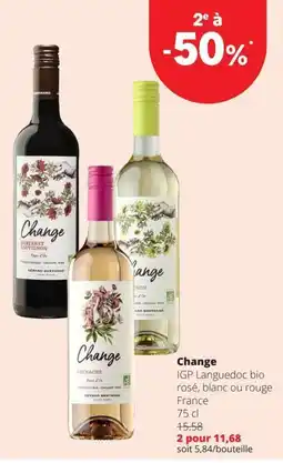 Spar Change IGP Languedoc bio rosé, blanc ou rouge aanbieding
