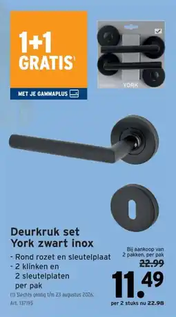 GAMMA Deurkruk set York zwart inox aanbieding