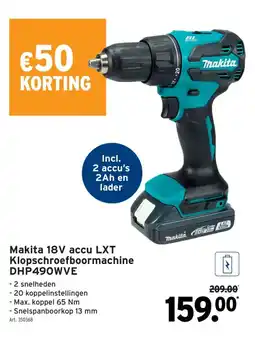 GAMMA makita 18v accu lxt klopschroefboormachine aanbieding