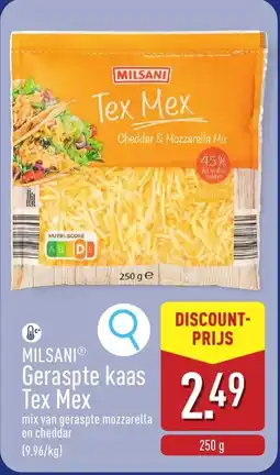 ALDI Milsani Geraspte kaas Tex Mex aanbieding
