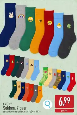 ALDI Emoji Sokken, 7 paar aanbieding