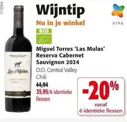 Colruyt Wijntip Miguel Torres 'Las Mulas' Reserva Cabernet Sauvignon 2024 aanbieding