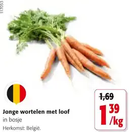 Colruyt Jonge wortelen met loof in bosje aanbieding