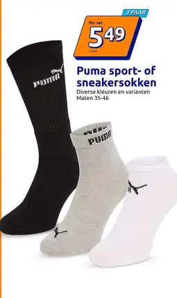 Action Puma sport- of sneakersokken aanbieding