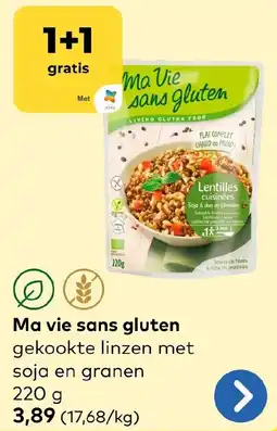 Bio Planet Ma vie sans gluten gekookte linzen met soja en granen aanbieding