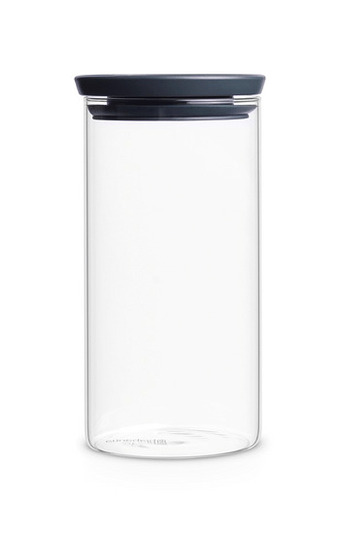 Makro Brabantia Stapelbare glazen voorraadbus 1,1 l dark grey aanbieding