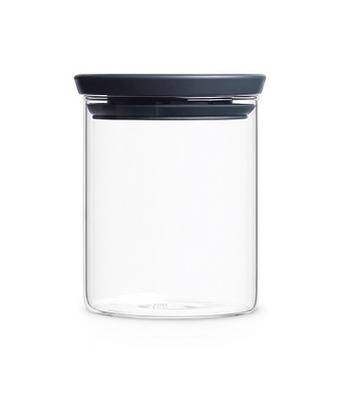 Makro Brabantia Stapelbare glazen voorraadbus 0,6 l dark grey aanbieding