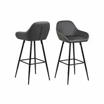 Leen Bakker Barkruk Grimstad - antraciet (2 stuks) - Leen Bakker aanbieding