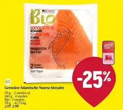 Delhaize Gerookte Atlantische Noorse biozalm aanbieding