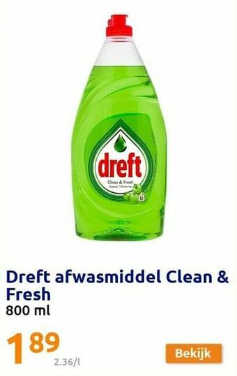 Action Dreft afwasmiddel clean + fresh aanbieding