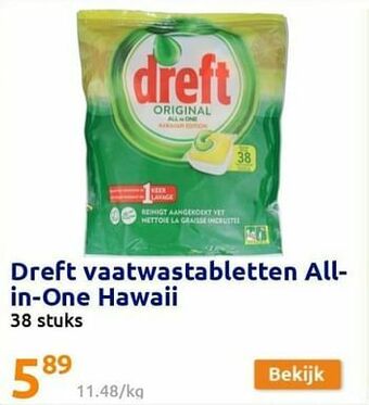 Action Dreft vaatwastabletten all- in-one hawaii aanbieding