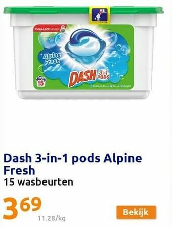 Action Dash 3-in-1 pods alpine fresh aanbieding