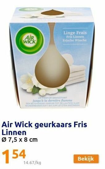 Action Air wick geurkaars fris linnen aanbieding