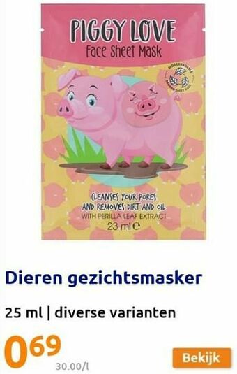 Action Dieren gezichtsmasker aanbieding