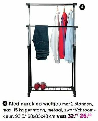 Leen Bakker Kledingrek op wieltjes aanbieding