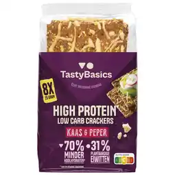 Albert Heijn TastyBasics Low carb-high protein cracker kaas peper aanbieding