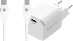 Coolblue BlueBuilt Power Delivery Oplader 20W + Usb C Kabel 1,5m Nylon Wit aanbieding