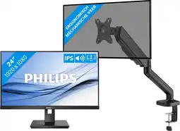 Coolblue Philips 242B1G/00 + BlueBuilt Monitorarm Mechanische Veer voor 1 Monitor aanbieding