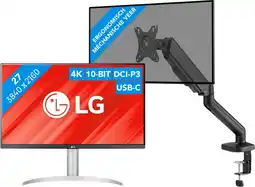 Coolblue LG 27UP850K-W.AEU + BlueBuilt Bras d'Écran PC Vérin à Gaz pour 1 Écran aanbieding