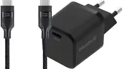 Coolblue BlueBuilt Chargeur Power Delivery 30 W + Câble USB-C 1,5 m Nylon Noir aanbieding